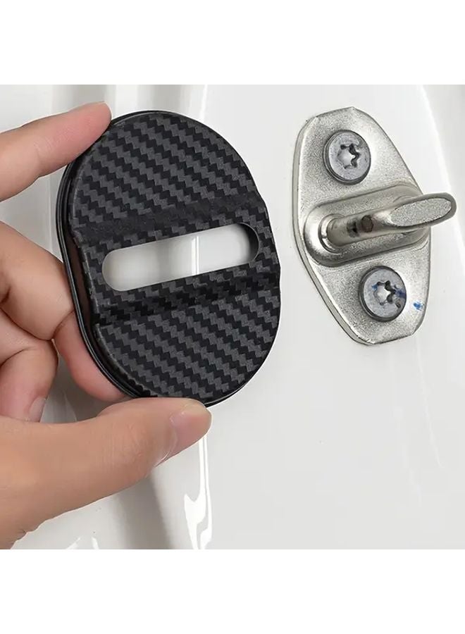 4Pcs Black Car Door Lock Plate Protector Anti Vibration Noise Reduction Rubber Pad Sticker - Image 5